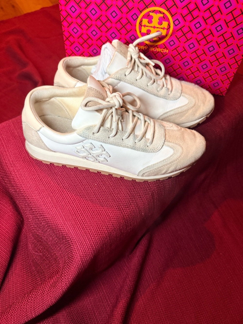 Tory Burch White / New Ivory Vintage Nylon Low-Top Sneaker
